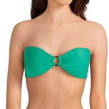Gianni Bini Solid Green Bikini Top Ring Bandeau bikini top removable neck strap - £20.80 GBP