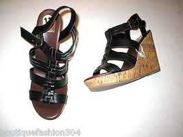 New Womens 11 DV Dolce Vita Sandals Gladiator Black Wedge Shoes Heels Buckle Str - £70.77 GBP