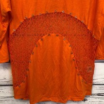 UNIQ orange mesh 3/4 sleeve top Women’s Size L Large - £15.49 GBP