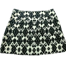 Loft Womens A Line Pleated Skirt Size 14 Black White Geometric Back Zip - $35.43