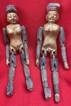 Vintage Ethnographic Carved &amp; Painted Golden Chinese Fertility Dolls - €172,89 EUR