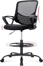 Mid-Back Mesh Drafting Chair - Tall Office Chair With Armrest Standing Desk - $81.98