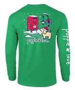 Puppie Love Christmas Long Sleeve T-Shirt, Green Cotton, Santa Mailbox D... - $28.70+