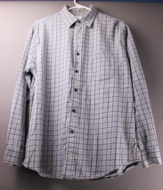 Calvin Klein Mens dress Shirt Medium Gray Check  Button up 100% Cotton - $14.37
