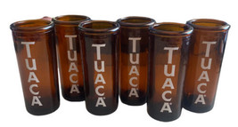 Set Of 6 Vintage Tuaca Liqueur Brandy Brown Amber Double Shot Glass NOS - £10.22 GBP