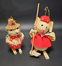 Vintage set of Cornhusk Mice Ornaments Frankel Kurt S Adler - $15.42