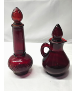 Vintage AVON RUBY RED Cruet 5&quot; Oil And Vinegar Decanter Plus Perfume Bottle - $16.43 CAD