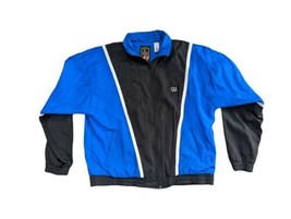 Vintage JC Penney USA Olympic Nylon Warmup Windbreaker Jacket Sz L Blue &amp; White - £21.55 GBP