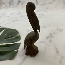 Vintage Wood Carved Pelican Bird Paper Weight Figurine Nautical Coastal ... - $26.72