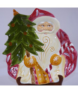 Home Santa Clause Christmas Platter Holiday Serving Dish Hand Painted Co... - $14.47