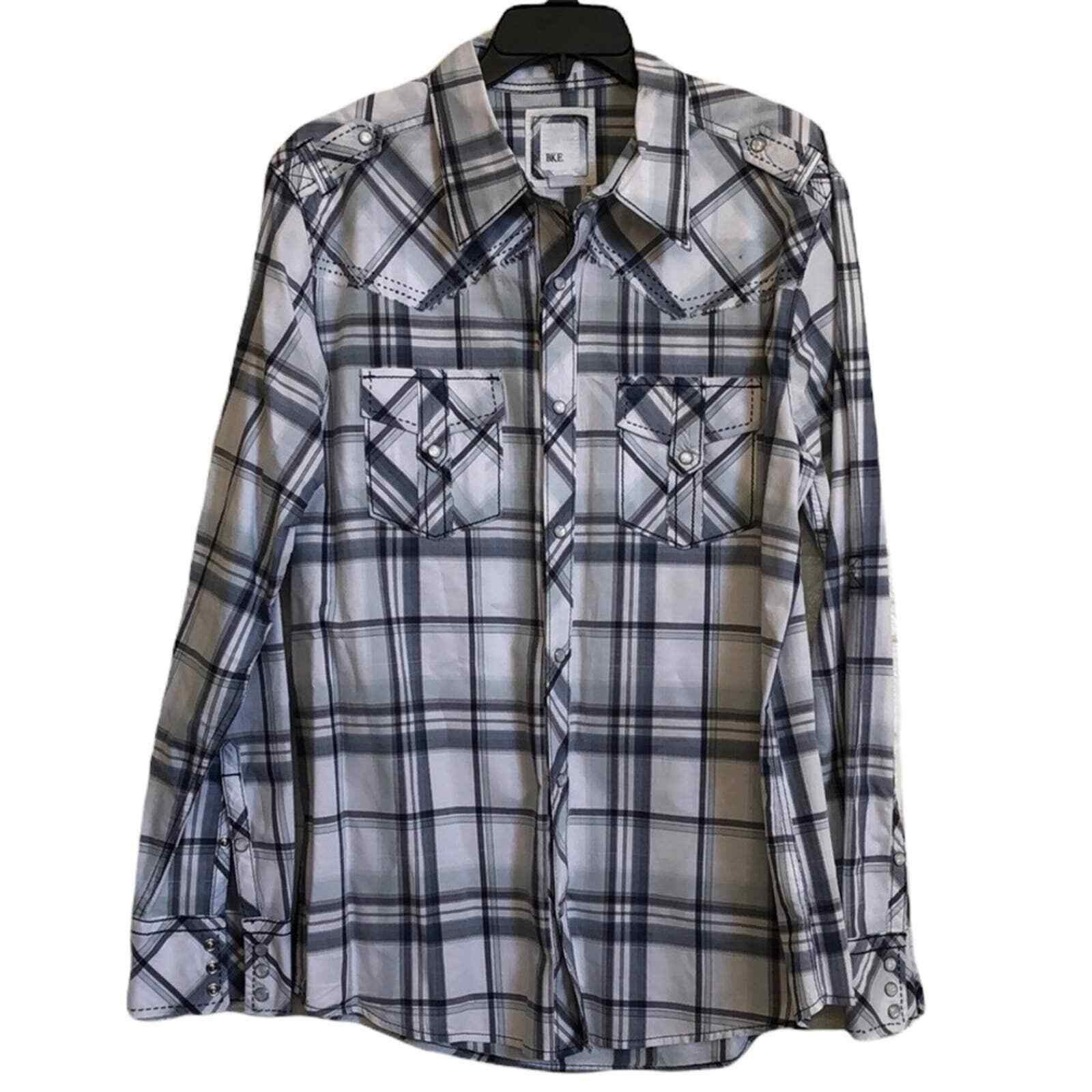 Primary image for BKE by Buckle mens plaid button down with snapback buttons