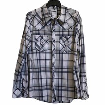 BKE by Buckle mens plaid button down with snapback buttons - £24.81 GBP