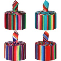 Mexican Serape Ribbon Fiesta Ribbon 4 Rolls 20 Yards Sarapes Mexicanos Rainbow S - £14.34 GBP