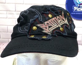 Batman Distressed Black Cadet Hat With Embroidery &amp; Studs Small - $11.40