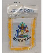 Bahamas Mini Banner 4x6" Flag Coat of Arms Car Desk Suction Cup NEW - $9.85