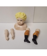 Blue Eye China Doll Pieces Strung Doll Parts Head Arms Legs Blonde Hair Lot - £18.87 GBP