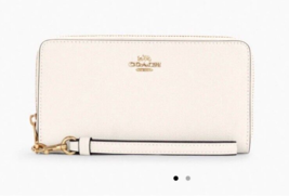 New Coach C3441 Long Zip Around Crossgrain Leather Wallet Chalk - £79.07 GBP