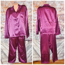 Kathryn XL Vintage 2 Piece Womens Silky Pajama Set Maroon NWT - £35.57 GBP