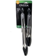 Oneida Set Of 2 Locking Tongs 9 And 12 Inch Silicone Heads Dishwasher Safe - £19.10 GBP
