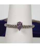 Amethyst Teardrop Faceted Sterling Silver 925 Signed FAS Ring Size 7 - $80.04 CAD