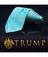 Donald J. Trump Tie Signature Collection GOLD BAR Bright Blue Paisley Be... - $2,098.35 MXN