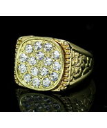  Nugget Hip Hop Pinky Ring In 1ct Simulated Diamond 14k Gold Plated Silver - $181.01