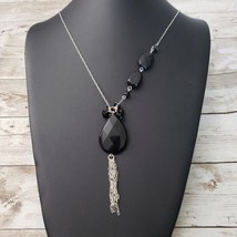Vintage Necklace Asymmetrical Black &amp; Silver Tone Statement Necklace - $18.99