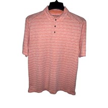 Johnson &amp; Murphy Short Sleeve Men&#39;s Large Polo Shirt Peach White Striped Modal - $22.00