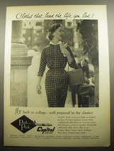 1957 Peck and Peck Fashion and Capital Airlines Ad - Fly back to college - £14.56 GBP