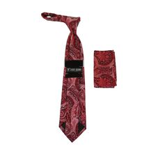 Men's Stacy Adams Tie and Hankie Set Fancy Woven Silky Satin #SAT52 Red image 2