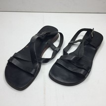 Montego Bayclub Womens Black Slingback Strap Sandal Leather Spring Summer Size 9 - £19.65 GBP