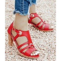 Red Heel Sandals Size 8 - £28.68 GBP
