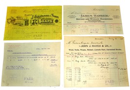 4 1901 Philadelphia PA Billhead Document Receipts Cotton Wool Soap Iron ... - £9.47 GBP