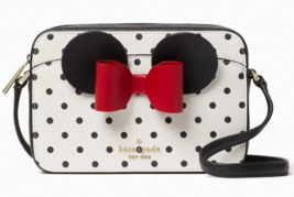 NWB Kate Spade Disney Crossbody Minnie Mouse K4760 White Black + Bow Gift Bag FS - £95.47 GBP