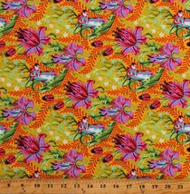 Cotton Tula Pink Tiny Beasts Deer John Floral Glow Fabric Print by Yard D409.28 - £11.76 GBP