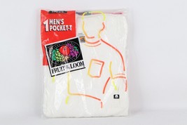 NOS Vintage 90s Mens Size XL Blank Short Sleeve Pocket T-Shirt White Cotton USA - £46.93 GBP