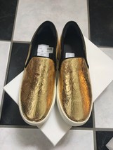 NIB 100% AUTH Celine Gold Cracked Leather Slip On Sneakers Shoes $810  - £396.90 GBP