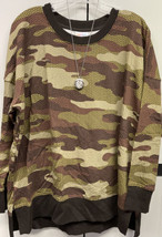 Nwt Lu La Roe Large Brown Green Black Camouflage Hannah Sweatshirt - £35.82 GBP