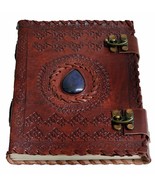 Personalize A5 Leather Journal with clasp stone Writing Pad Blank Notebo... - $40.00