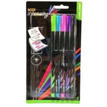 Bic Intensity Pens 5 Pack Fineliner .4mm Fine Markers Bold Colors Won&#39;t Bleed - $7.85