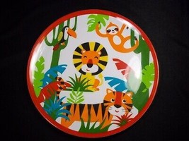 Jungle Animals round melamine salad plate red rim 8&quot; - £4.74 GBP