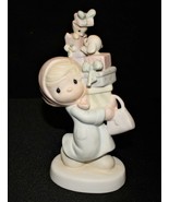 Precious Moments 1982 BUNDLES OF JOY 6.5” Girl Carrying Gifts Figurine, ... - £11.93 GBP