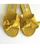 Mustard Yellow Women&#39;s Summer Sandals Size 6.5 Slip On Faux Suede Flats - £19.41 GBP