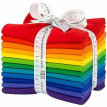 Fat Quarter Bundle Kona Cotton Solids Bright Rainbow Palette 12 Pieces M203.22 - £27.91 GBP