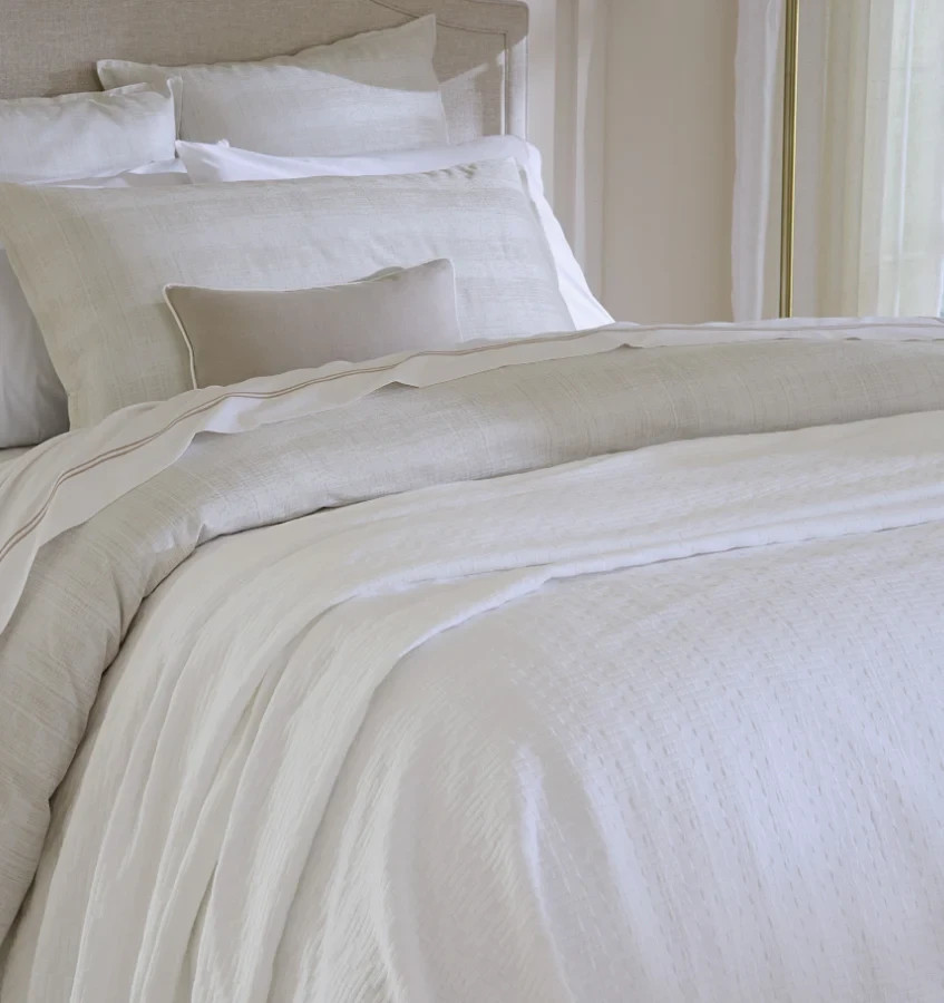 Sferra Lecce Oyster King Coverlet  Textured Brick Layered Cotton Portugal NEW Item image 7