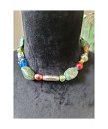 Womens Gold Statement Necklace With Multicolor Beaded Clusters And Lobst... - $38.90 CAD