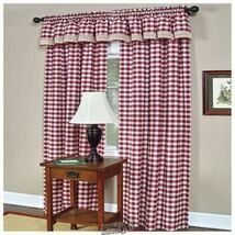 Buffalo Check Window Panel Burgundy 42" W x 84" L curtains - $15.76