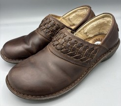 UGG Anila Shearling Wool Lined Leather Brown Clog Slip On Shoes Brown Co... - $373.62 MXN