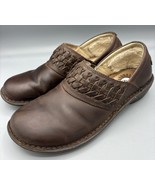 UGG Anila Shearling Wool Lined Leather Brown Clog Slip On Shoes Brown Co... - $373.62 MXN