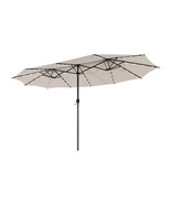 15 Feet Twin Patio Umbrella with 48 Solar LED Lights-Beige - Color: Beig... - €173,56 EUR